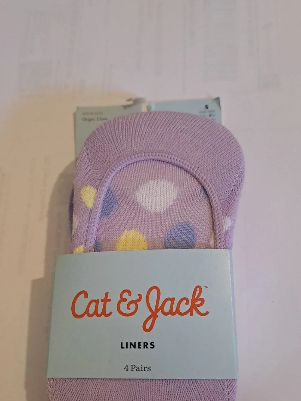 Cat & Jack Pastel Pink, Lavender & White No-Show Liner Socks - 4 Pack